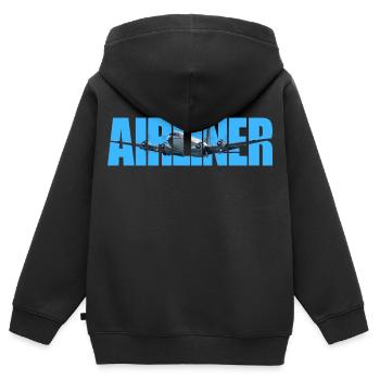 Avion de ligne DC-4 - Sweat Premium à capuche zippé enfant bio - noir - Dos - AI Model Kid Male (0cm)