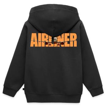 Avion de ligne B 737 - Sweat Premium à capuche zippé enfant bio - noir - Dos - AI Model Kid Male (0cm)