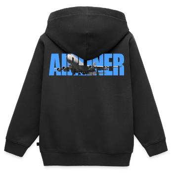 Airliner Jumbo-Jet - Kinder Premium Organic Zip Hoodie - Schwarz - Hinten - AI Model Kid Male (0cm)