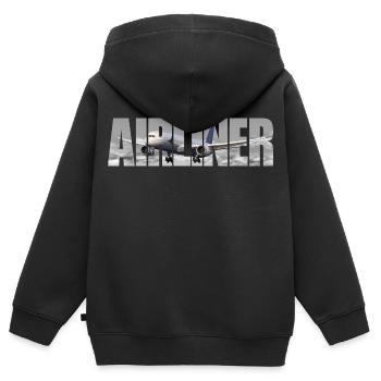 Avion B 787 - Sweat Premium à capuche zippé enfant bio - noir - Dos - AI Model Kid Male (0cm)