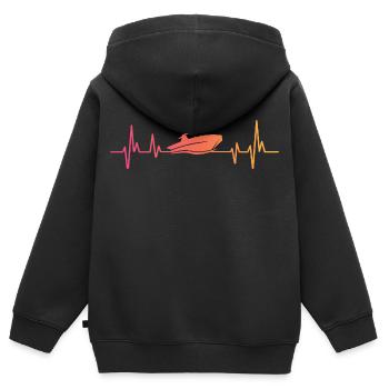 Motorboot Sunset Heartbeat Yacht - Kinder Premium Organic Zip Hoodie - Schwarz - Hinten - AI Model Kid Male (0cm)