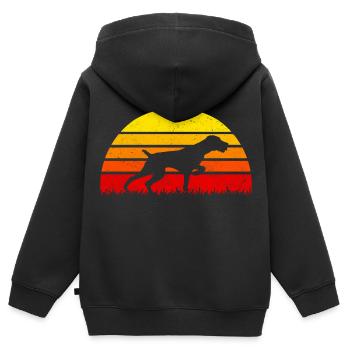 Drahtharr Jagdhund Sonnenuntergang Hunde - Kinder Premium Organic Zip Hoodie - Schwarz - Hinten - AI Model Kid Male (0cm)