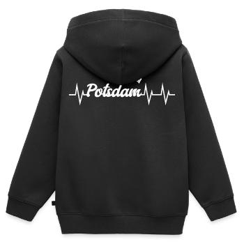 Heartbeat Potsdam - Sweat Premium à capuche zippé enfant bio - noir - Dos - AI Model Kid Male (0cm)