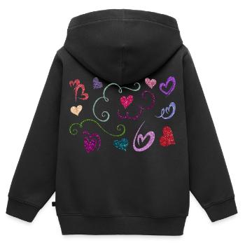 Glitter Heart Design - Kids Premium Organic Zip-up Hoodie - black - Back - AI Model Kid Male (0cm)