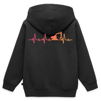 Sunset Heartbeat Construction Excavator - Kids Premium Organic Zip-up Hoodie - black - Back - AI Model Kid Male (0cm)