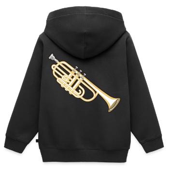 Trompette - Sweat Premium à capuche zippé enfant bio - noir - Dos - AI Model Kid Male (0cm)