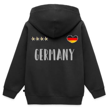 Deutschland Fußball Trikot Deutsche Flagge - Kinder Premium Organic Zip Hoodie - Schwarz - Hinten - AI Model Kid Male (0cm)