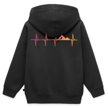 Schwimmendes Sonnenuntergangs-Herzschlag-Schwimmergeschenk - Kinder Premium Organic Zip Hoodie - Schwarz - Hinten - AI Model Kid Male (0cm)