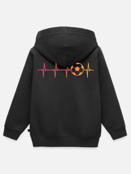 Fußball Herzschlag Fussball Fußballer - Kinder Premium Organic Zip Hoodie - Schwarz