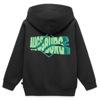 Augsburg Allemagne Ville 3D Font Skyline - Sweat Premium à capuche zippé enfant bio - noir - Dos - AI Model Kid Male (0cm)