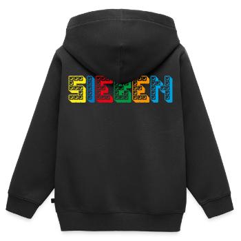 Kinder 7 Jahre Bausteine 7. Geburtstag - Kinder Premium Organic Zip Hoodie - Schwarz - Hinten - AI Model Kid Male (0cm)