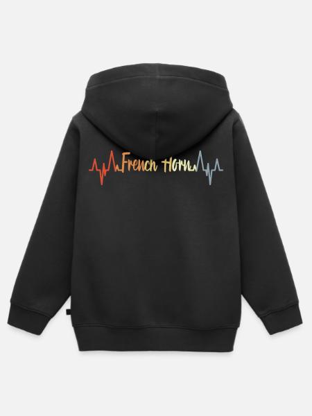 Retro Hoorn Hartslag - Kinder Premium zip hoodie biologisch - zwart