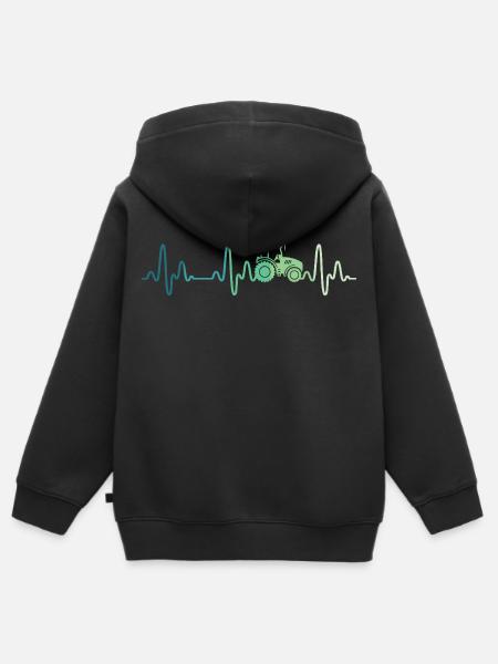 Farmer Herzschlagtraktor - Kinder Premium Organic Zip Hoodie - Schwarz