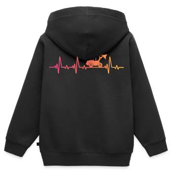 Sunset Loader Herzschlag-Bulldozer - Kinder Premium Organic Zip Hoodie - Schwarz - Hinten - AI Model Kid Male (0cm)