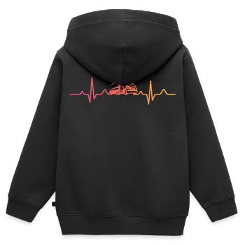 Trucker Sunset Heartbeat Trucker - Kinder Premium Organic Zip Hoodie - Schwarz - Hinten - AI Model Kid Male (0cm)