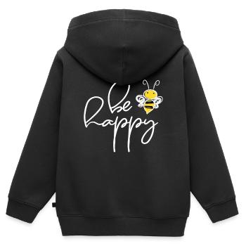 Soyez heureux - Sweat Premium à capuche zippé enfant bio - noir - Dos - AI Model Kid Male (0cm)
