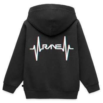 RAVE Herzschlag Raver EDM - Kinder Premium Organic Zip Hoodie - Schwarz - Hinten - AI Model Kid Male (0cm)