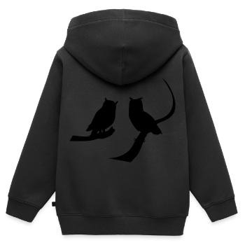 Eule Uhu Kautz - Kinder Premium Organic Zip Hoodie - Schwarz - Hinten - AI Model Kid Male (0cm)