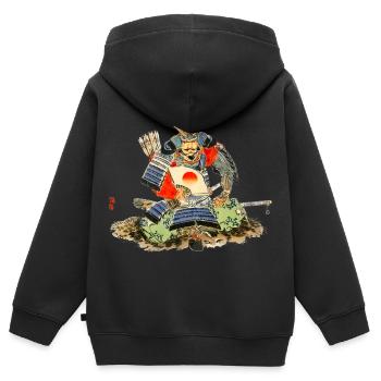 Samurai by Kōno Bairei - Kids Premium Organic Zip-up Hoodie - black - Back - AI Model Kid Male (0cm)