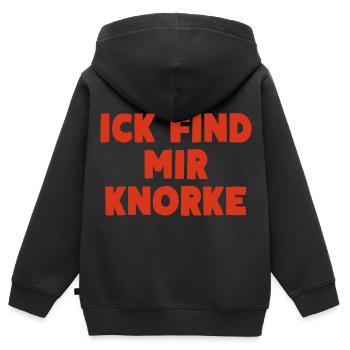 ICK FIND MIR KNORKE Berliner Humor - Kinder Premium Organic Zip Hoodie - Schwarz - Hinten - AI Model Kid Male (0cm)