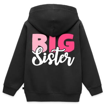 GRANDE SŒUR - Sweat Premium à capuche zippé enfant bio - noir - Dos - AI Model Kid Male (0cm)