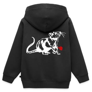 Street Art Ratte mit Graffiti Can - Kinder Premium Organic Zip Hoodie - Schwarz - Hinten - AI Model Kid Male (0cm)
