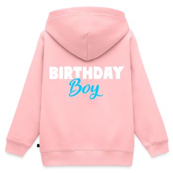 Anniversaire garçon Jungen Geburtstag - Sweat Premium à capuche zippé enfant bio - rose - Dos - AI Model Kid Female (0cm)