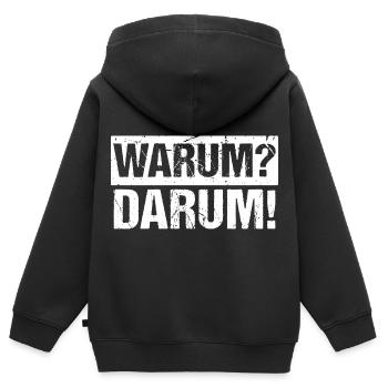 Warum? Darum! - Kinder Premium Organic Zip Hoodie - Schwarz - Hinten - AI Model Kid Male (0cm)
