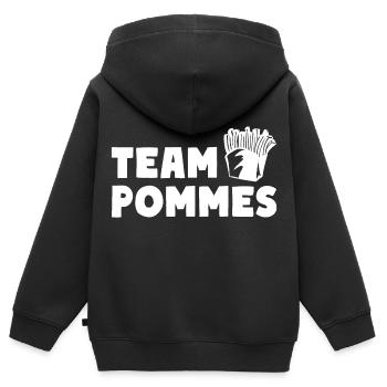 Frites d’équipe Frites Frites - Sweat Premium à capuche zippé enfant bio - noir - Dos - AI Model Kid Male (0cm)