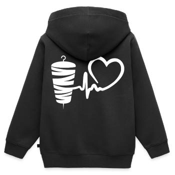 Kebab Lover Kebab Grill Heart - Sweat Premium à capuche zippé enfant bio - noir - Dos - AI Model Kid Male (0cm)