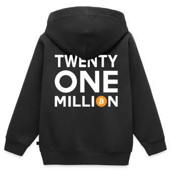 Bitcoin Twenty One Million - Kinder Premium Organic Zip Hoodie - Schwarz - Hinten - AI Model Kid Male (0cm)