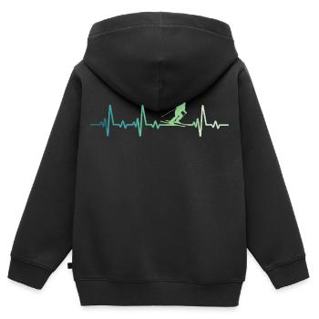 Skifahren Heartbeat-Skifahren - Kinder Premium Organic Zip Hoodie - Schwarz - Hinten - AI Model Kid Male (0cm)
