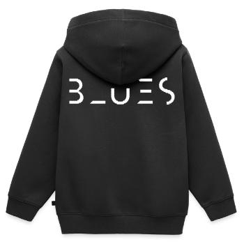 Tenue Blues Minimaliste pour fan de Blues - Sweat Premium à capuche zippé enfant bio - noir - Dos - AI Model Kid Male (0cm)
