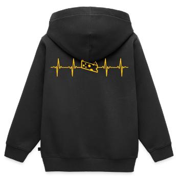 Käse Herzschlag Geschenk für Käseliebhaber - Kinder Premium Organic Zip Hoodie - Schwarz - Hinten - AI Model Kid Male (0cm)