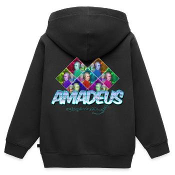 Mozart Pop-Art | Wolfgang Amadeus Mozart Geschenk - Kinder Premium Organic Zip Hoodie - Schwarz - Hinten - AI Model Kid Male (0cm)