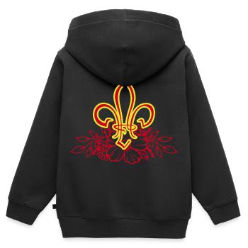 Fleur de Lis - Kinder Premium Organic Zip Hoodie - Schwarz - Hinten - AI Model Kid Male (0cm)