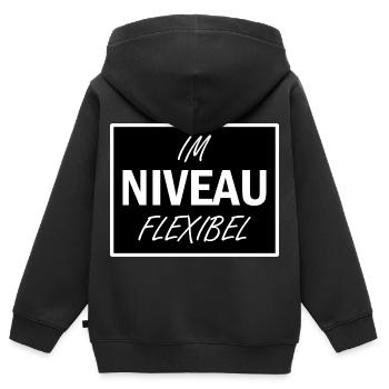 Drôle de phrase Niveau - Sweat Premium à capuche zippé enfant bio - noir - Dos - AI Model Kid Male (0cm)