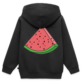 Wassermelone Wassermelonen Stück - Kinder Premium Organic Zip Hoodie - Schwarz - Hinten - AI Model Kid Male (0cm)