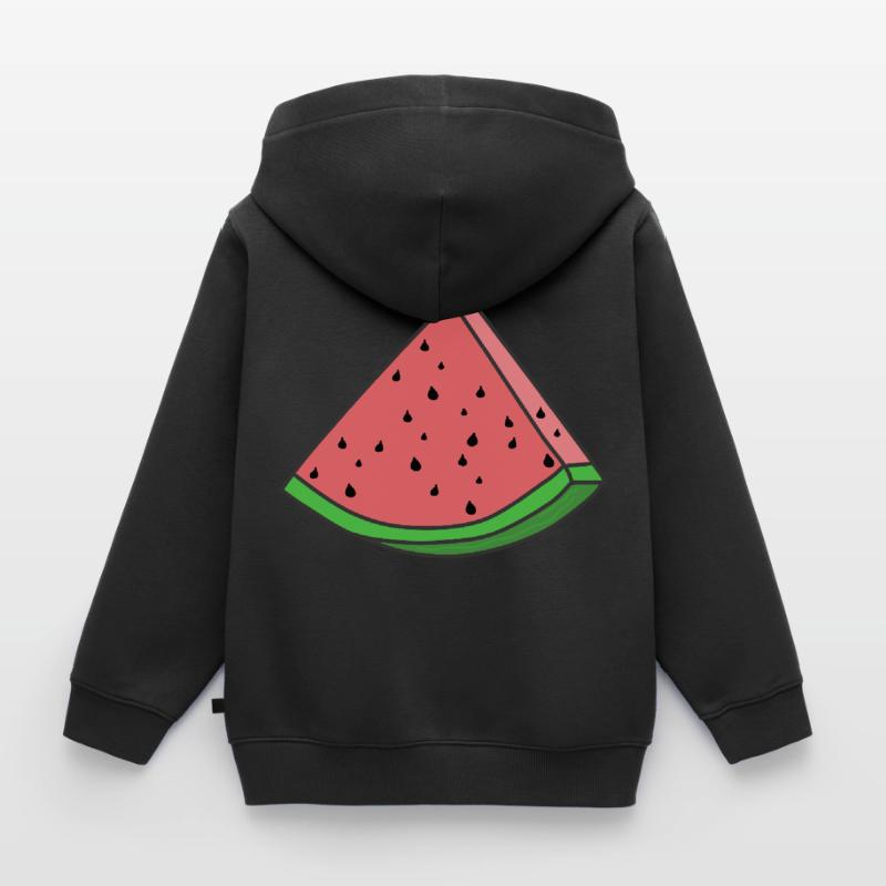 Pastèque Pastèque Pièces de pastèque Sweat Premium à capuche zippé enfant bio