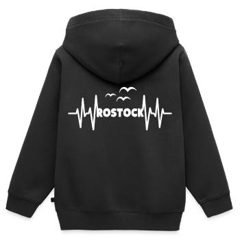 ROSTOCK Herzschlag Hansestadt - Kinder Premium Organic Zip Hoodie - Schwarz - Hinten - AI Model Kid Male (0cm)