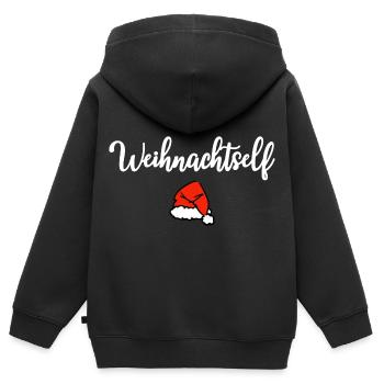 Weihnachtself Helfer Motto Weihnachten - Kinder Premium Organic Zip Hoodie - Schwarz - Hinten - AI Model Kid Male (0cm)