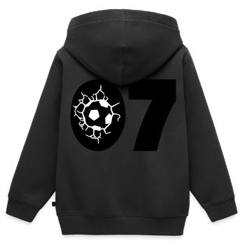 Fussball Trikot Nummer 07 - Kinder Premium Organic Zip Hoodie - Schwarz - Hinten - AI Model Kid Male (0cm)