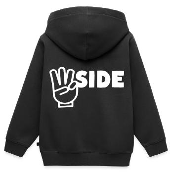 Signe du doigt Westside W - Sweat Premium à capuche zippé enfant bio - noir - Dos - AI Model Kid Male (0cm)