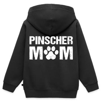 Pinscher Maman Pinscher Chiens - Sweat Premium à capuche zippé enfant bio - noir - Dos - AI Model Kid Male (0cm)
