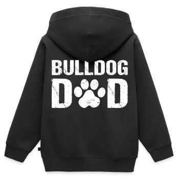 Bouledogue Papa Bouledogues - Sweat Premium à capuche zippé enfant bio - noir - Dos - AI Model Kid Male (0cm)