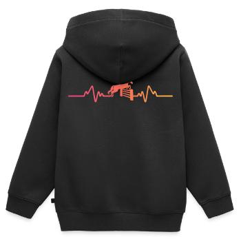 Pferde-Sonnenuntergang-Herzschlag-Reitgeschenk - Kinder Premium Organic Zip Hoodie - Schwarz - Hinten - AI Model Kid Male (0cm)