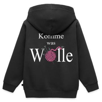 Wolle - Kinder Premium Organic Zip Hoodie - Schwarz - Hinten - AI Model Kid Male (0cm)