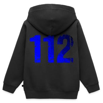 112 Blaulicht Notfall Rettung - Kinder Premium Organic Zip Hoodie - Schwarz - Hinten - AI Model Kid Male (0cm)