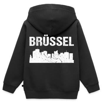 Brüssel Skyline - Kinder Premium Organic Zip Hoodie - Schwarz - Hinten - AI Model Kid Male (0cm)