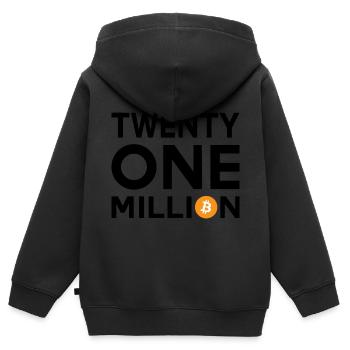 Bitcoin Twenty One Million - Kinder Premium Organic Zip Hoodie - Schwarz - Hinten - AI Model Kid Male (0cm)